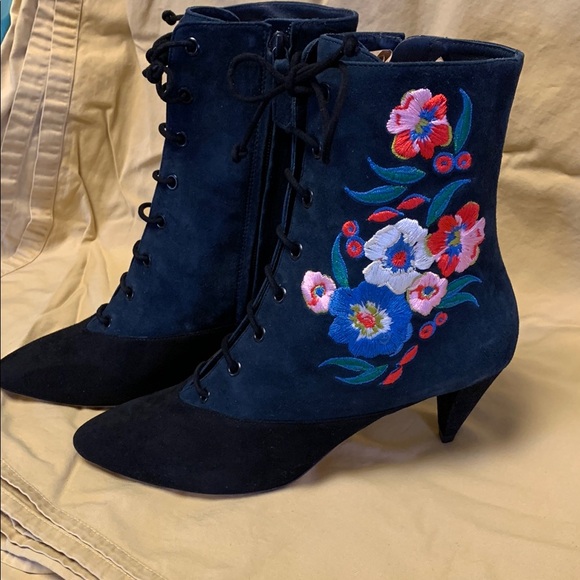 Tory Burch Shoes - Tory Burch Cassidy Embroidered floral Women's suede leather boots